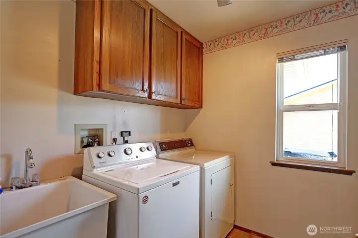 Dedicated laundry room with utility sink.