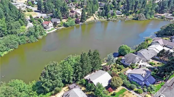 Aerial view of Smith lake located in the Camaloch gated community.