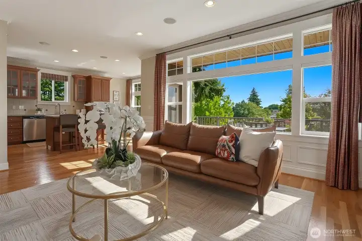 Family room with lovely eastern views and a seamless connection to the outdoor living spaces.