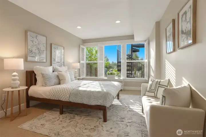 Daylight lower level bedroom.  Spacious and light-filled!