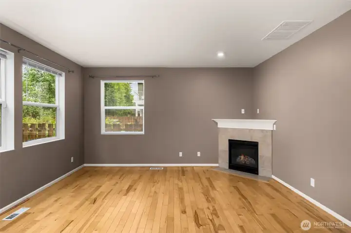 Fireplace makes this the natural gathering spot. Fireplace makes this the natural gathering spot.