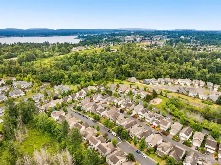 Wide aerial view showcasing the wetlands backdrop. Wide aerial view showcasing the wetlands backdrop.
