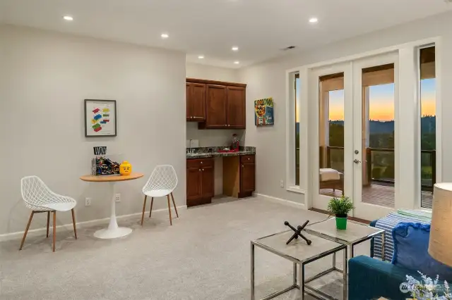 Lower Level Family Room w Atrium Doors to Deck