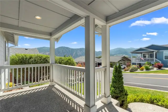 Enjoy glimpses of Lake Chelan from several places, including the covered front porch