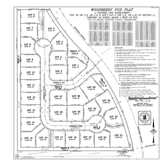 Plat map street names and dimensions