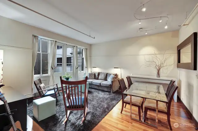 Hardwood floors flow throughout the main living areas.