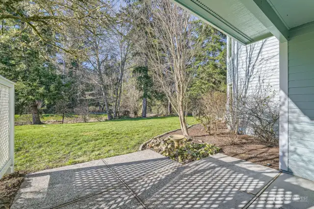 Lovely, private back patio for relaxing and enjoying peace and quiet.