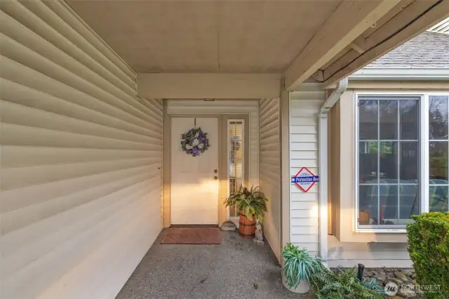 A covered walk to the front door.