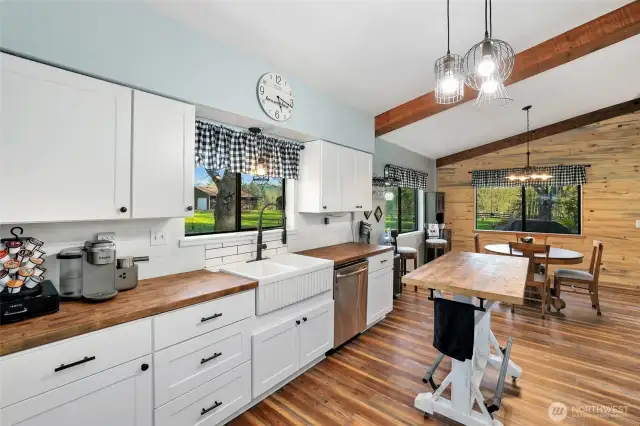 Kitchen with butcher block counters