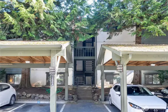 Building J Entrance with parking #61