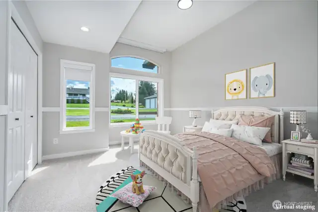Virtually staged bedroom.