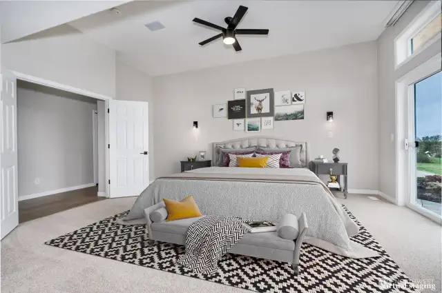 Virtually staged primary suite