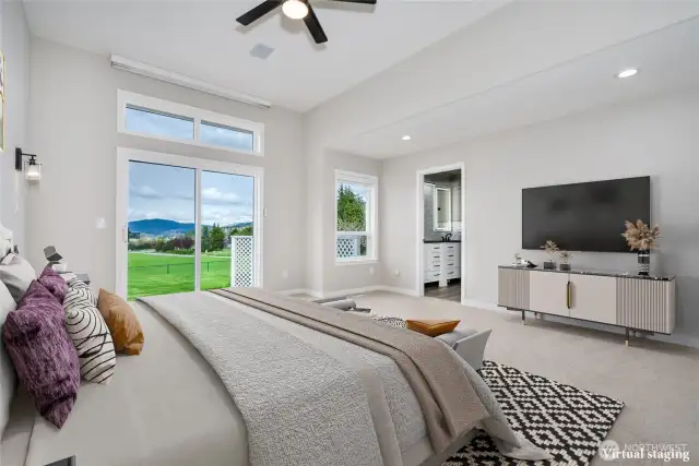 Virtually staged primary suite