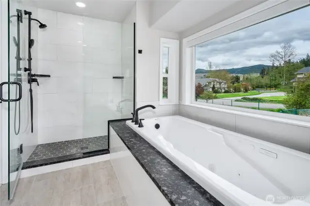 Primary bath with jetted tub.