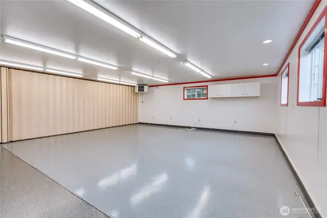 Shop space adjacent to garage bays.