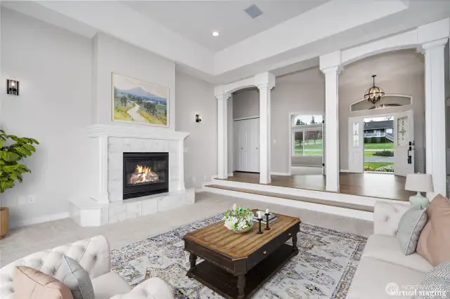 Virtually staged living room.
