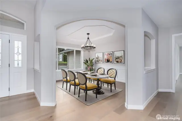 Virtually staged dining room.
