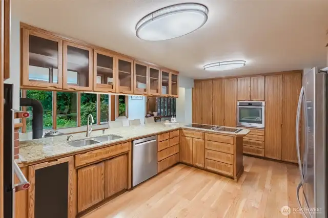 Solid wood cabinets with abundance of storage.