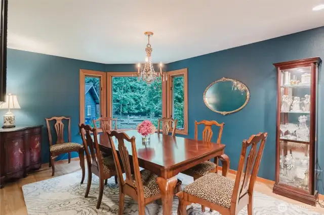 An elegant formal dining room.