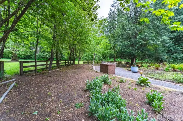 Mature, beautiful landscape with large green pasture and forests.