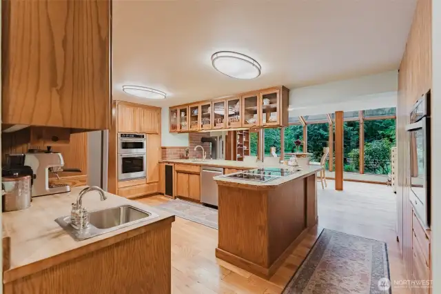 Chef's kitchen with high end appliances.