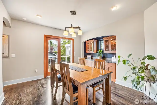 French doors open to deck