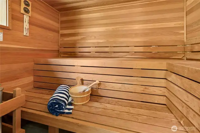 Cedar Sauna is lovely, but in need of a new heater.