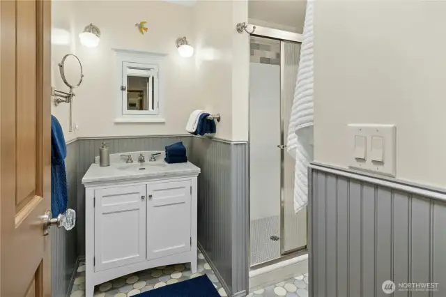 Recently remodeled bathroom with walk-in shower