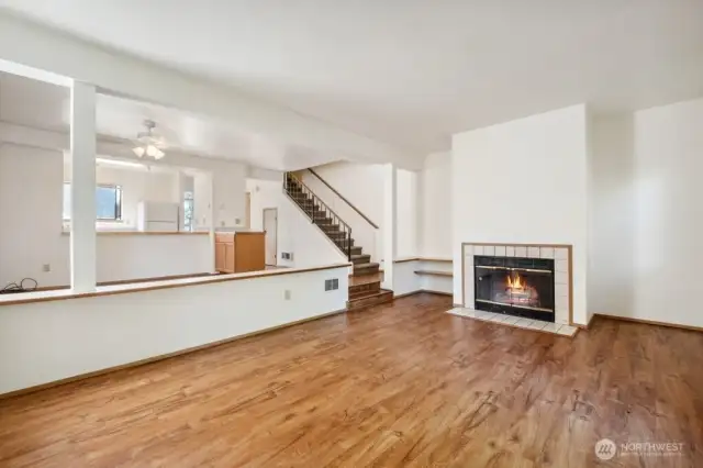 Wood burning fireplace