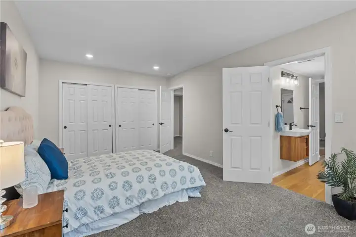 Primary Bedroom w/Double Closets and Access to an En Suite Bath. Check out the Floor Plan to see how large this room is! 17'5 x 11'2 is a really great sized room!