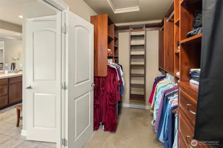 The big walk-in closet off the master bathroom