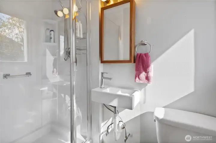 3/4 bathroom off primary.