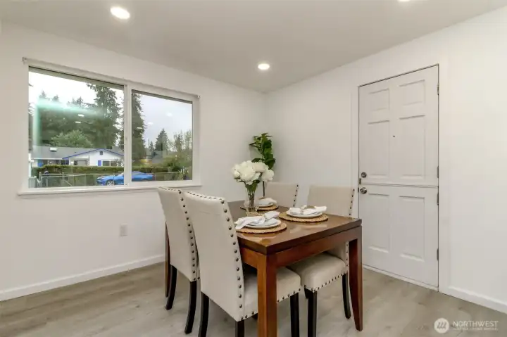 Dining area with Dutch door that leads to Covered Patio