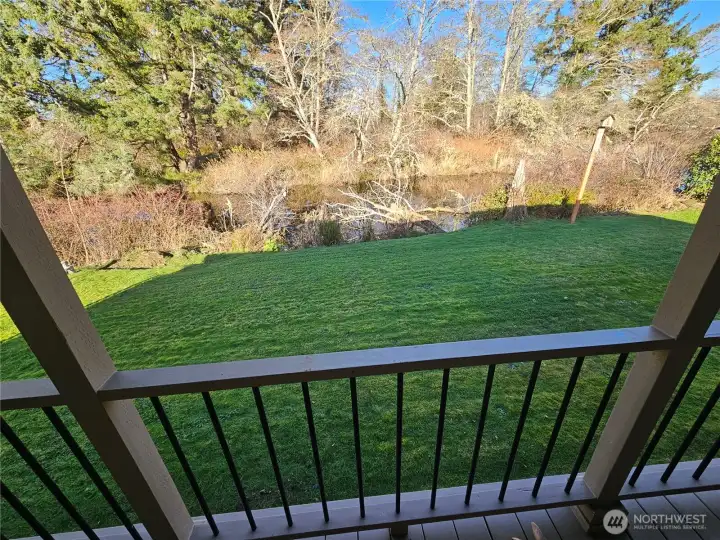 Enjoy the riverside view from the deck and the dining room.