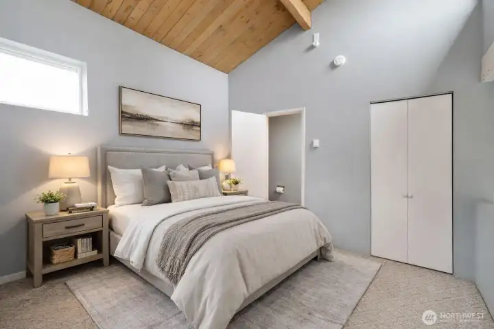 Virtually staged upper level bedroom