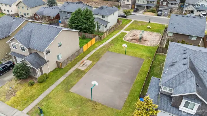 Sport court and playground.