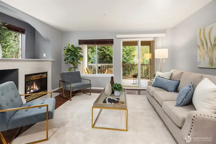 Expansive Living Room w Walkout to Rear Covered Deck