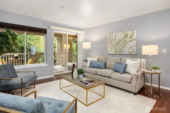 Walls of Windows - Light-Filled Room w Walkout to Rear Covered Deck / Outdoor Living Space