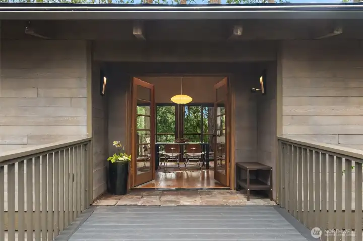 Fir French Doors swing open in greeting, and a Nelson Bubble Lamp beckons you inside...