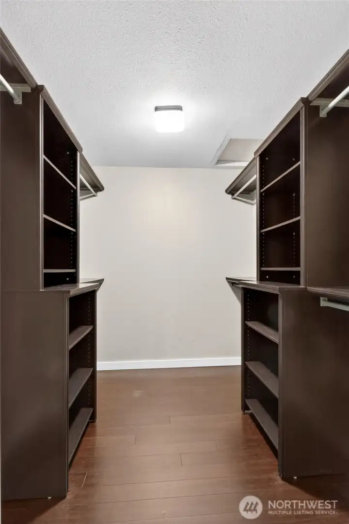 Custom walk in closet in the primary
