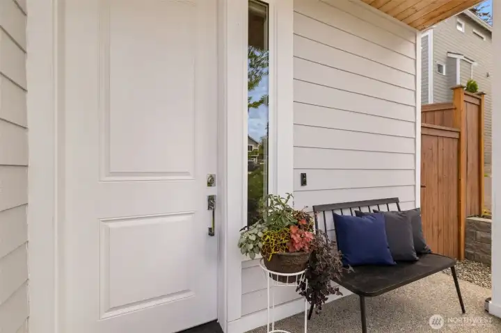 Covered front porch; with room for a bench or swing! Perfect place to interact with the communuty.
