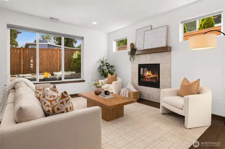 Living room with gas fireplace