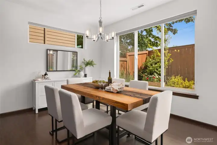Dining space that provides access to the backyard