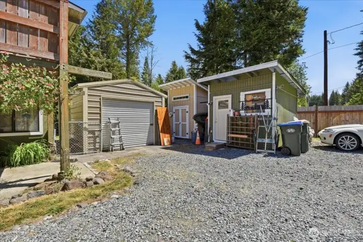 1 Car Detached Garage with 3 Outbuildings for tones of storage 1 Car Detached Garage with 3 Outbuildings for tones of storage
