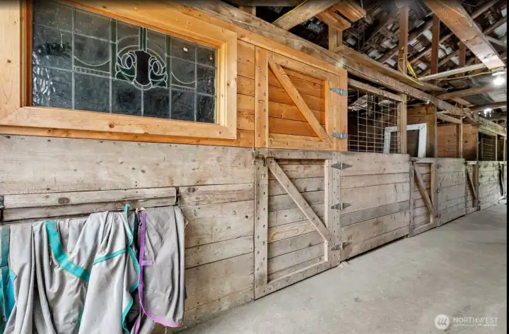 Barn, stalls with run-outs and heated tac room Barn, stalls with run-outs and heated tac room