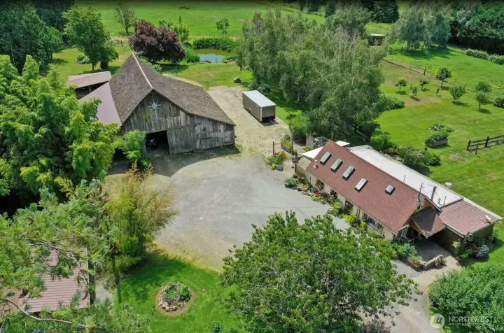 Arial view of barn and multipurpose Arial view of barn and multipurpose
