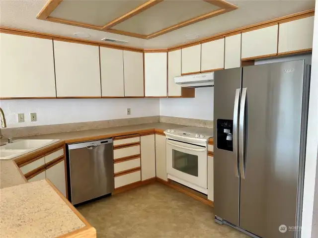 Kitchen with new refrigerator