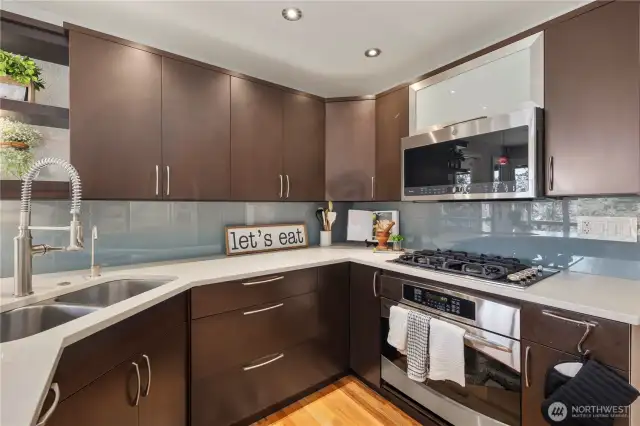 Gas stove in kitchen