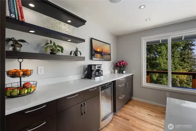 Coffee bar with lots of storage in the kitchen
