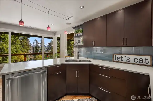 Kitchen with waterview